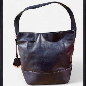The Limited Navy Leather Bucket Shoulderbag